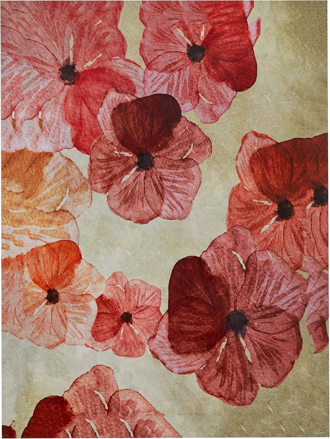 Modern Red & Pink Floral Print Wall Art on Canvas, 16" x 20"