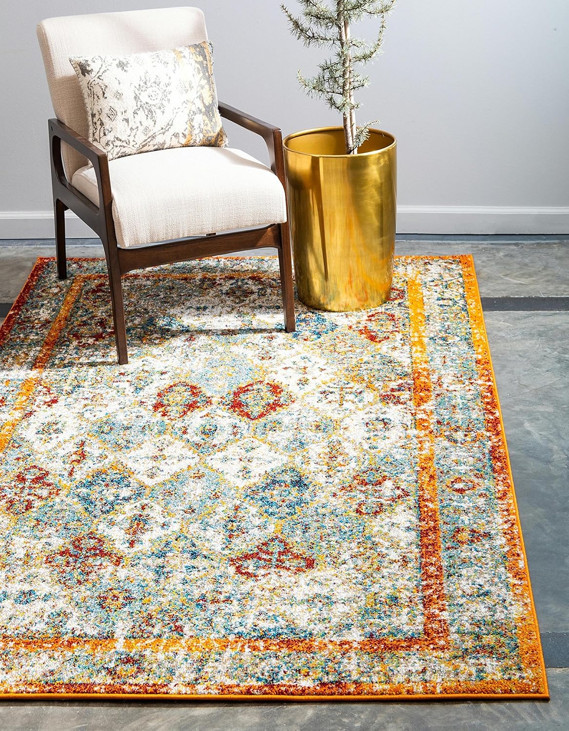 Unique Loom Rosso Collection Vintage Traditional Distressed Beige Area Rug (8' 0 x 10' 0)