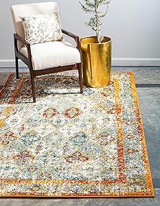 Unique Loom Rosso Collection Vintage Traditional Distressed Beige Area Rug (8' 0 x 10' 0)