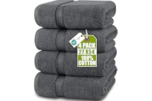 Utopia Towels 4 Pack Premium Bath Towels Set, 27 by 54 Inches, 100% Ring Spun Cotton 600GSM, Lightweight and Highly Absorbent Quick Drying Towels, Perfect for Daily Use, Grey