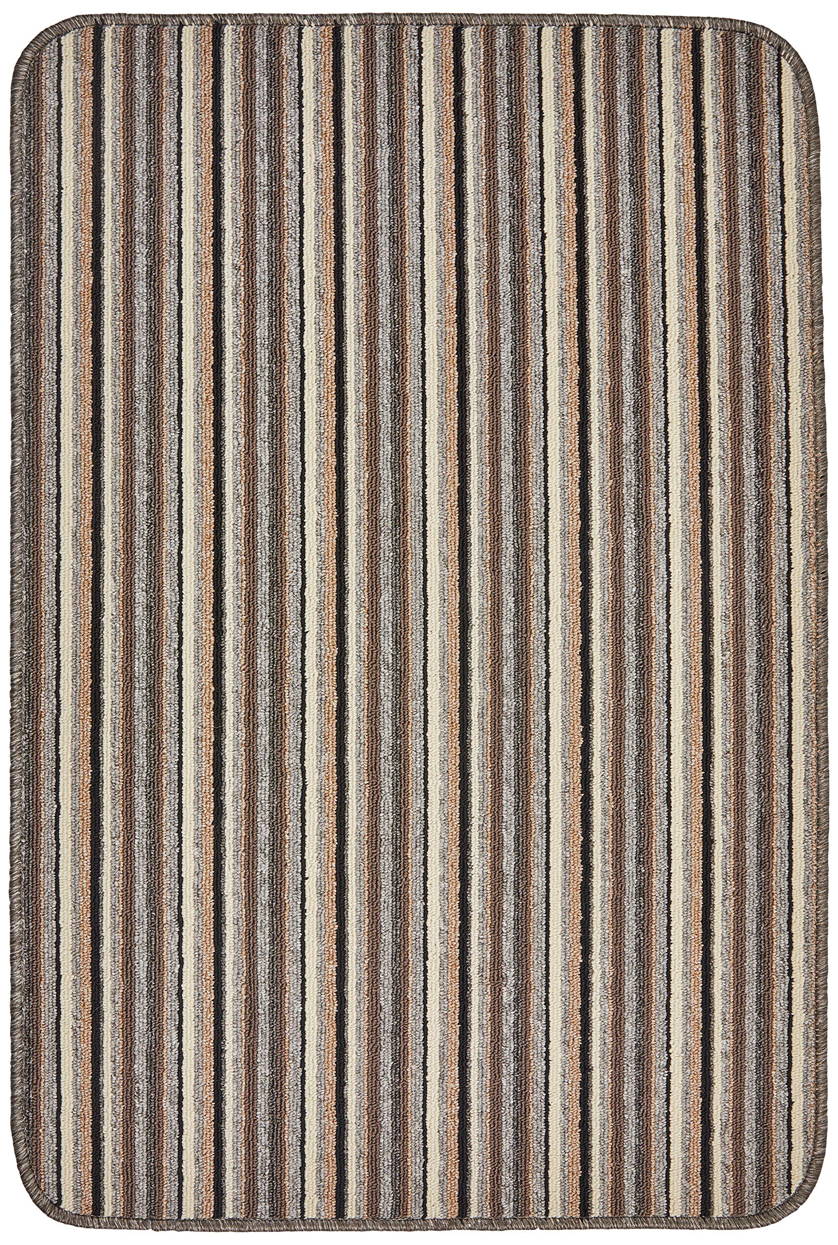Dandy by William Armes, Ios Stripe Indoor Washable Rug, Silver, 100 x 67