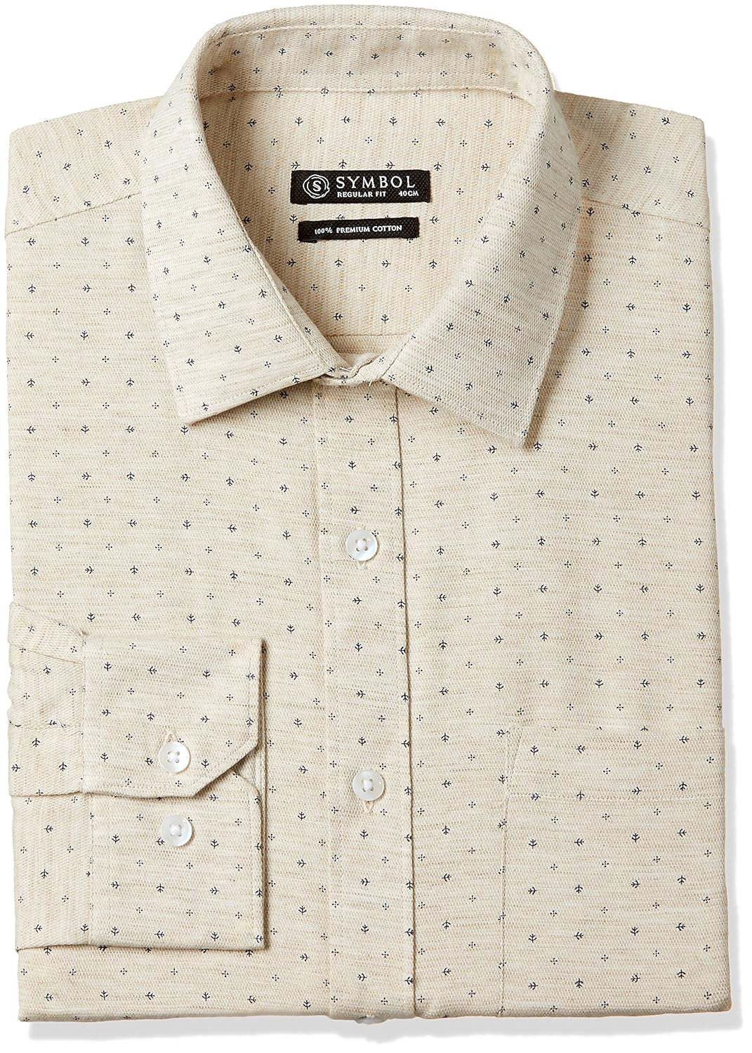 symbol amazon brand men's printed regular fit cotton formal shirt