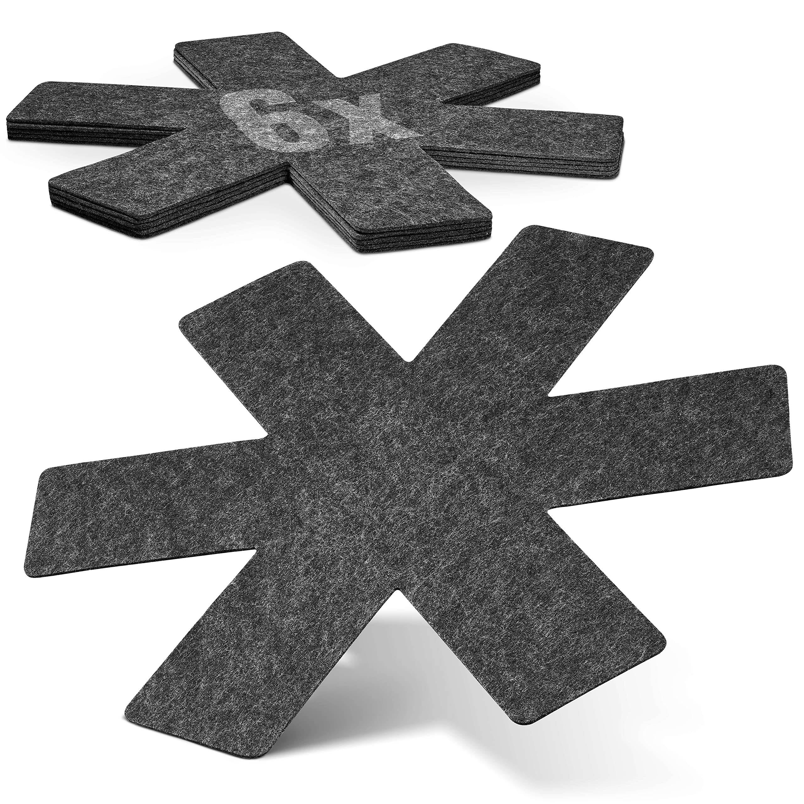 Balinco Pan Protector Felt, Trivet Heat Resistant, Washable, Stacking Protection Dishes for Pans, Pots, Bowls, Adjustable Size, Set of 6