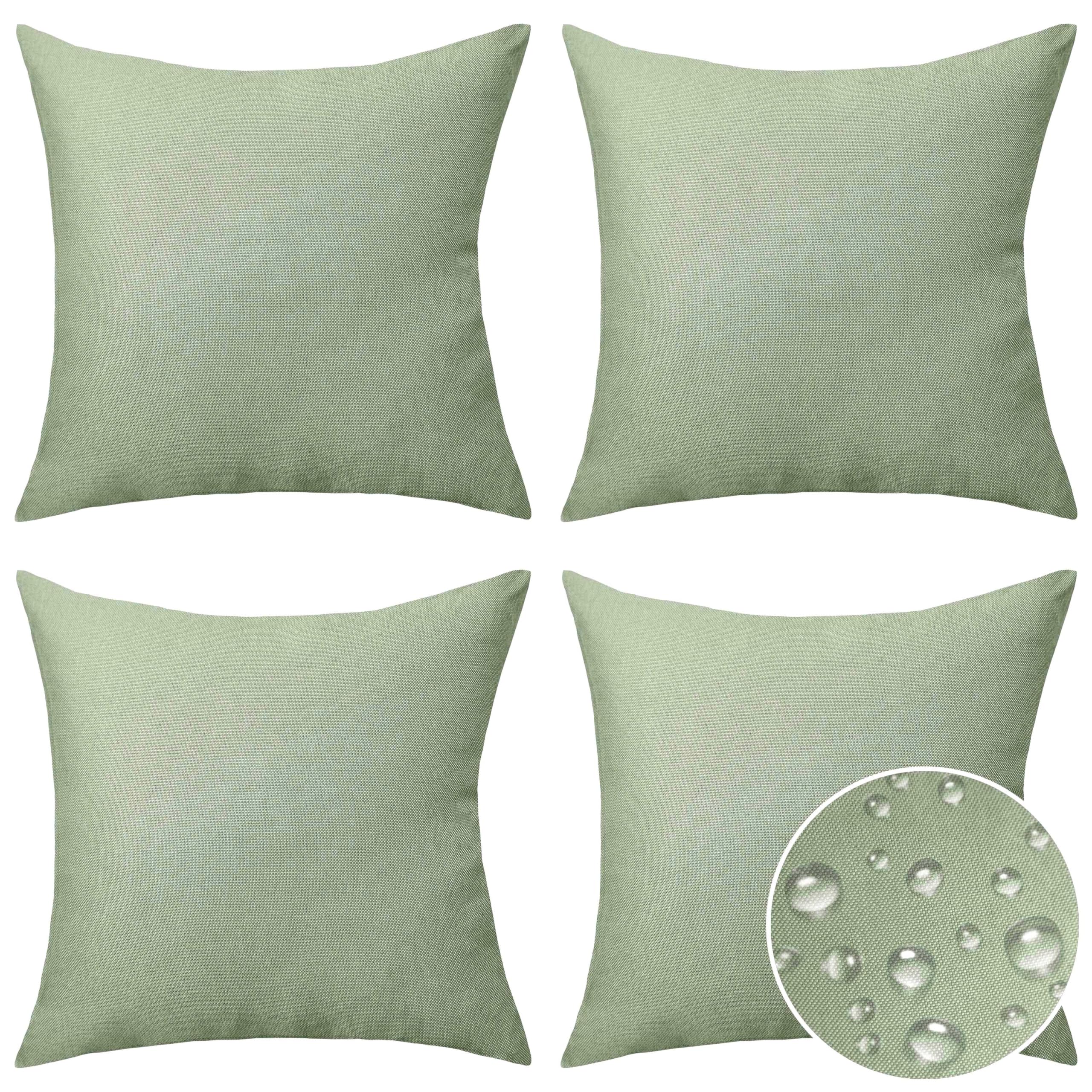 Home Brilliant Sage Green Cushion Covers 45 x 45 for Garden Furniture, Decorative Outdoor Cushions Covers Waterproof Summer, 18x18 inches, Pack of 4, Sage Green