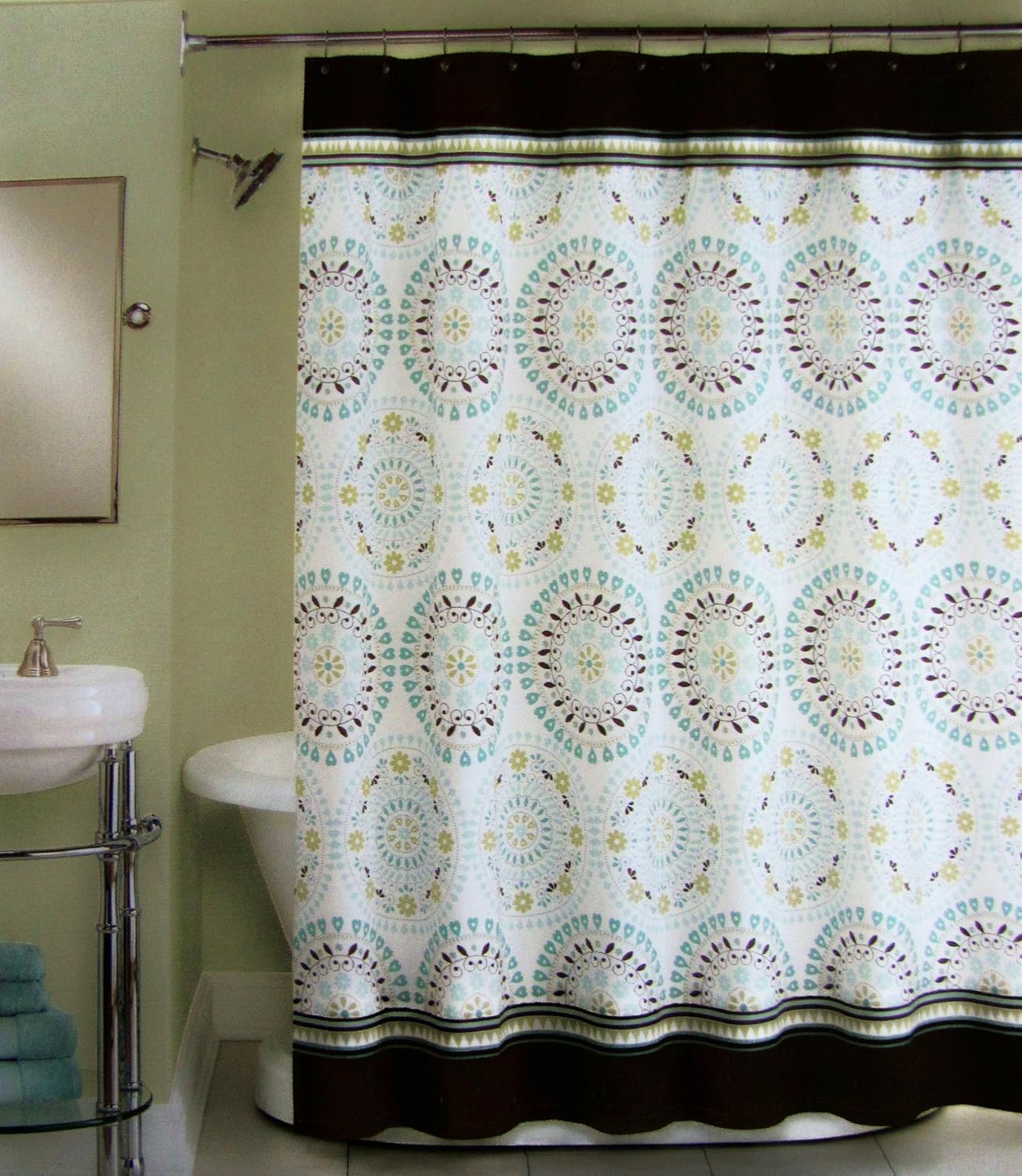 Amazon Com Peri Shower Curtain Fabric Tahiti Tile Blue Brown