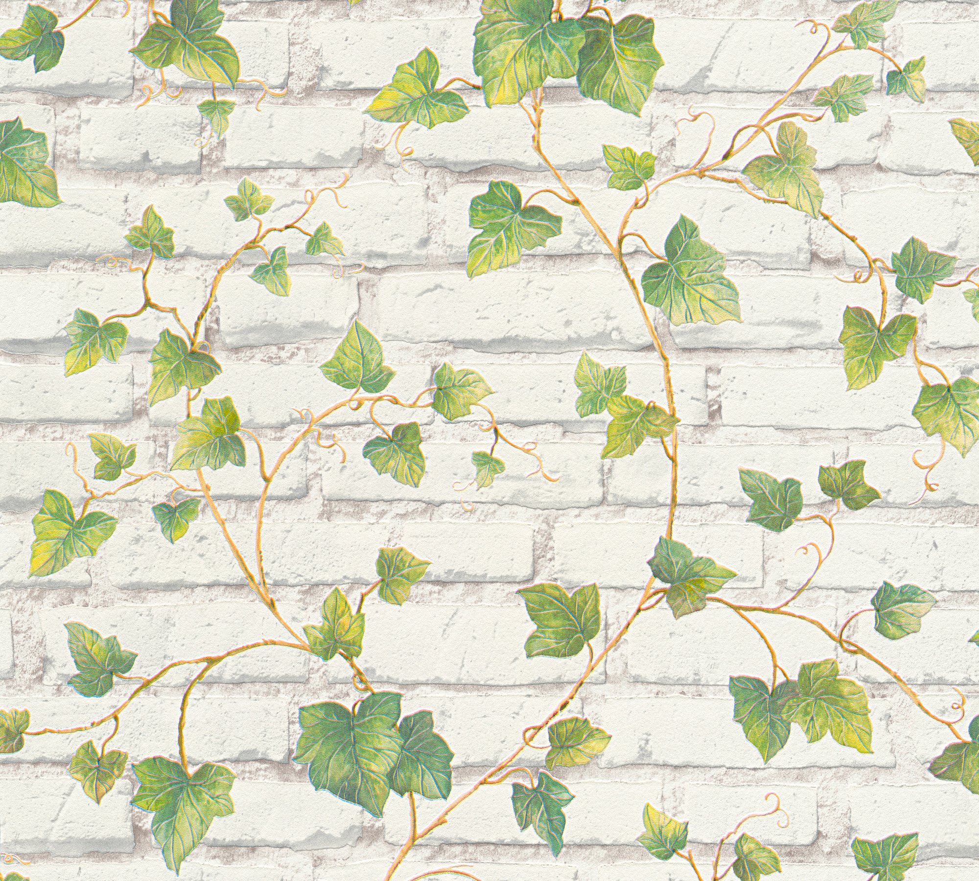 A.S. Creation 31942-1 Best of Wood and Stone Ivy Brick Design Wallpaper, White/Green