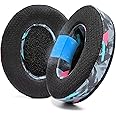 WC Freeze Hybrid Fabric Cooling Gel Replacement Earpads - Compatible with HyperX Cloud, Steelseries Arctis, ATH M50X, Turtle Beach Stealth & More - Comfortable & Cooler for Longer | 90's Black