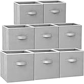 Criusia Large Storage Cubes - 13 Inch Heavy Duty Fabric Storage Bins for Shelves Closet, Cube Organizer - 8 Pack Collapsible Cube Storage Bins Baskets for Organizing Clothes Blankets Toys (Grey)