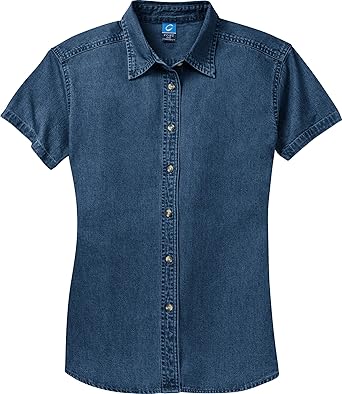 blue denim shirt short sleeve
