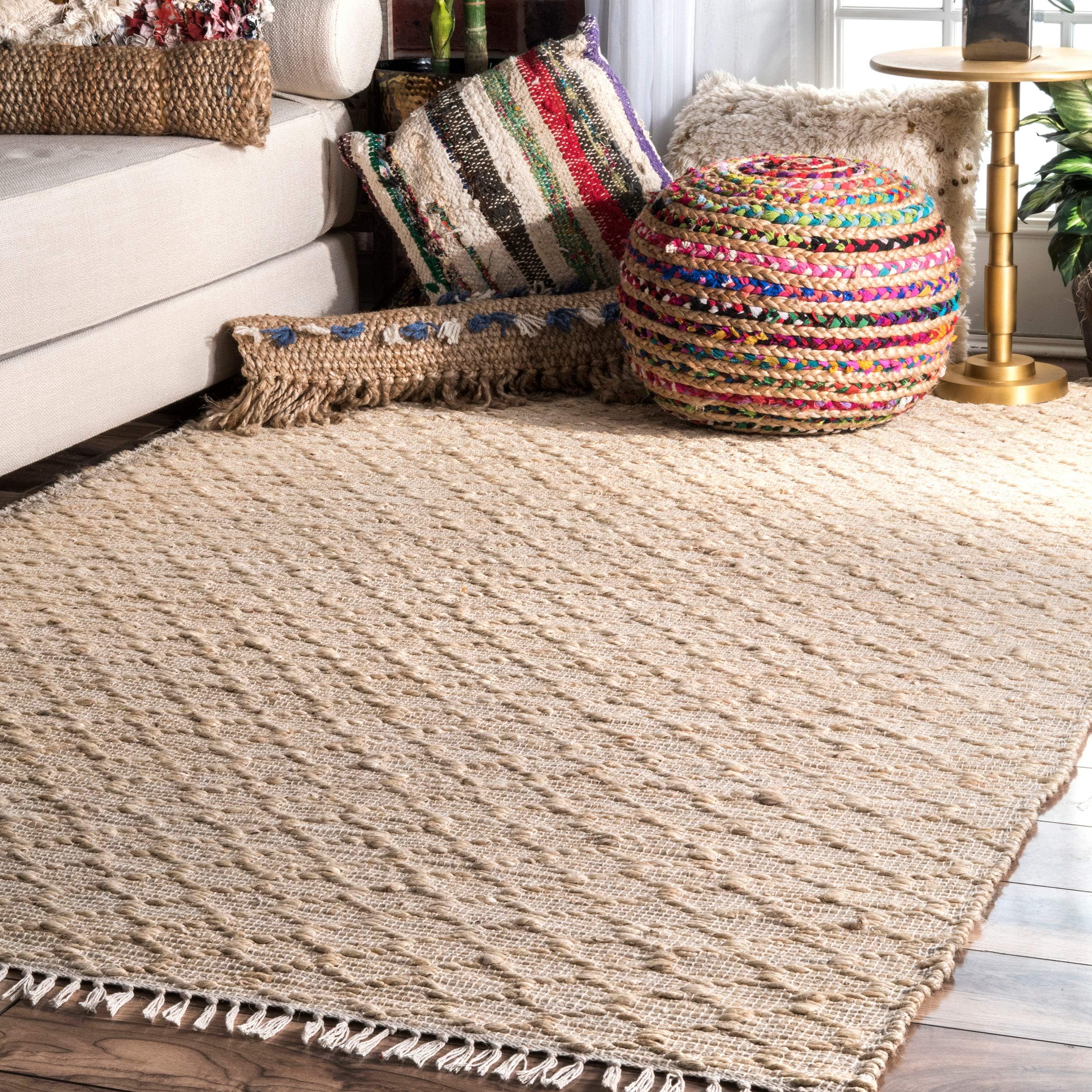 nuLOOM Flatwoven Trellis Jute Area Rug, 7' 6" x 9' 6", Natural