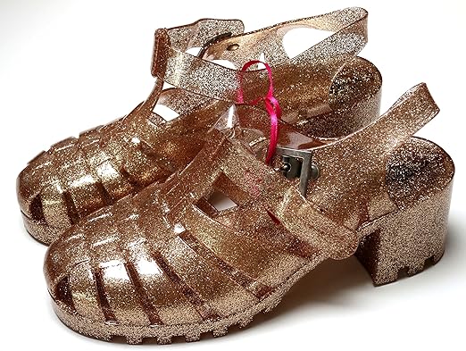 gold jelly shoes