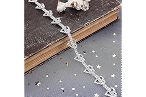 Rytenz 1 Yard Rhinestone Trim, Crystal Close Chain Applique for DIY Decoration Sewing Crafts Wedding Bridal Party Clothing Accessories (Bling Heart)
