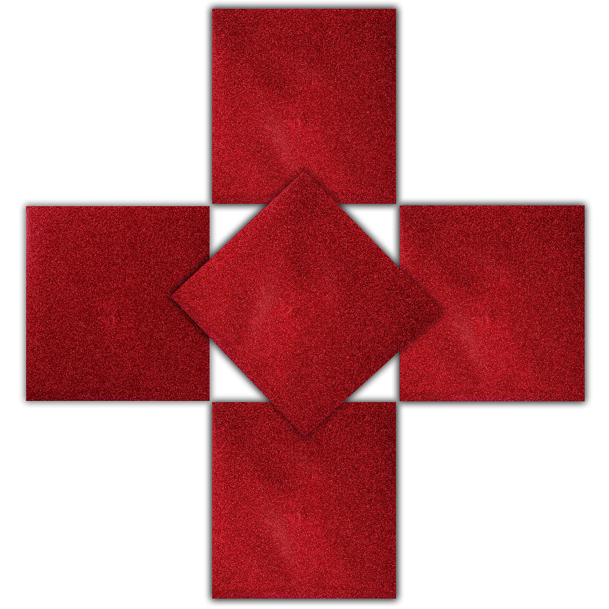 Red Glitter Heat Transfer Vinyl Sheets/HTV 5 Pack