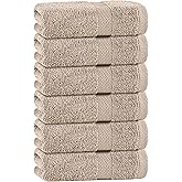 White Classic Taupe Hand Towels for Bathroom [6 Pack] Cotton Hand Towel Bulk for Gym, Kitchen and Spa, 16x27 Inches Soft Highly Absorbent Quick Dry Terry Salon Towels