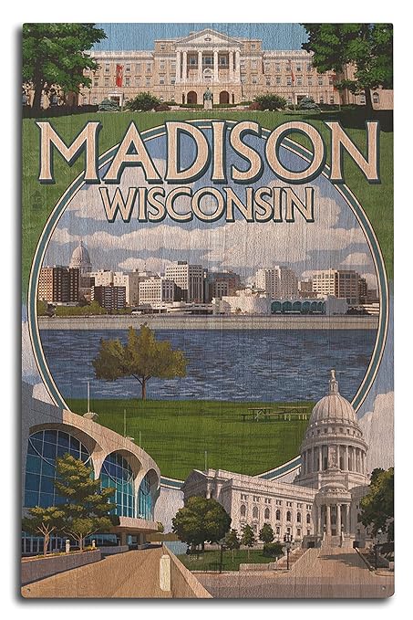Amazon.com: Lantern Press Madi, Wisconsin - Montage Scenes (80x80 ...