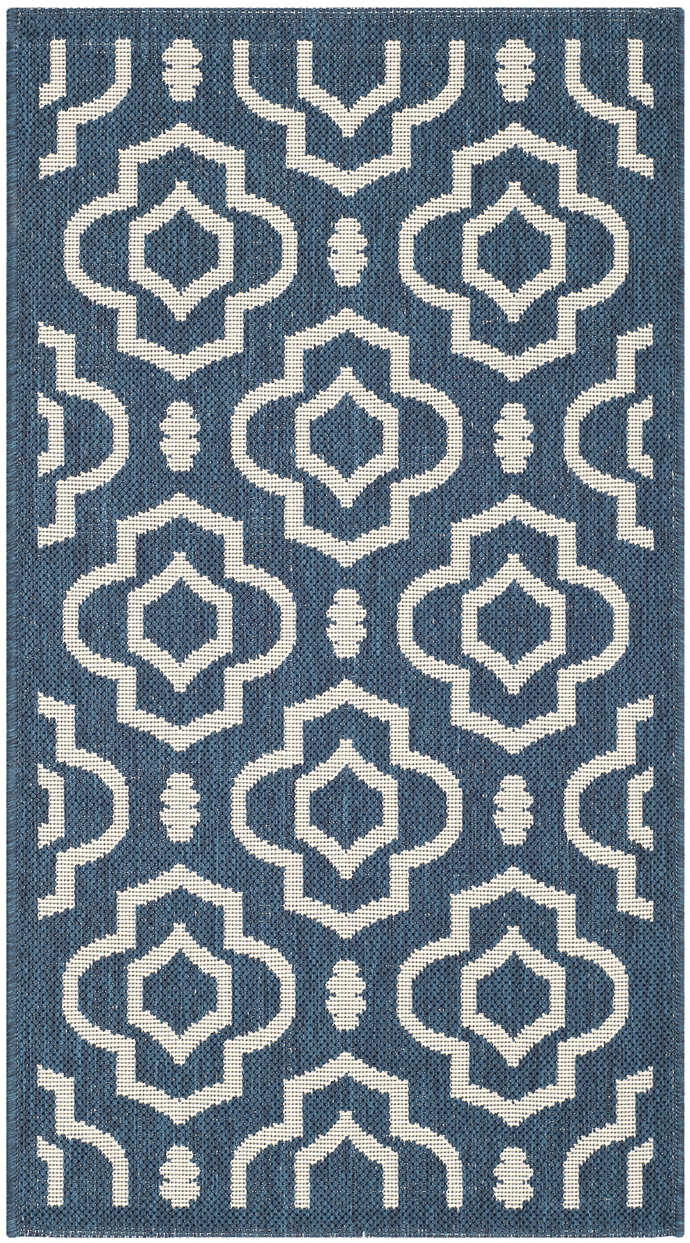 Safavieh Trellis Indoor/Outdoor Woven Rectangle Area Rug, Courtyard Collection, CY6926, in Navy / Beige, 79 X 152 cm for Garden, Patio or Any Outdoor Space