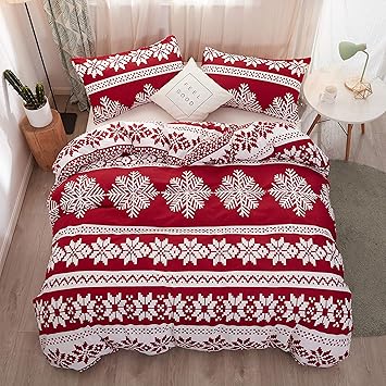 Home Kitchen Uozzi Bedding Queen Quilt Set Christmas Red And
