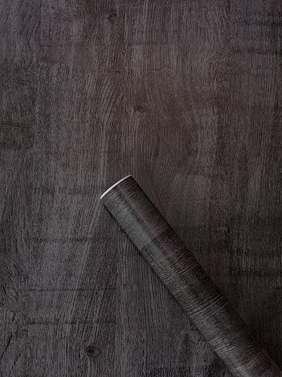 5m Charcoal Grey Wood Sticky Back Plastic Fablon Furniture Sticker