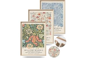 UPWOIGH Framed Wall Art, William Morris Wood Canvas Wall Art,16x12in Cotton Pattern Vintage Poster Wall Decor Aesthetic for Living Room Bedroom, Morris Art-framed-41, 16x12in