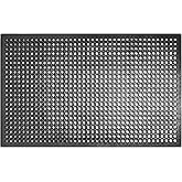 New Star Foodservice 533517 Commercial Grade Grease Resistant Anti-Fatigue Rubber Floor Mat, 36" x 60", Black