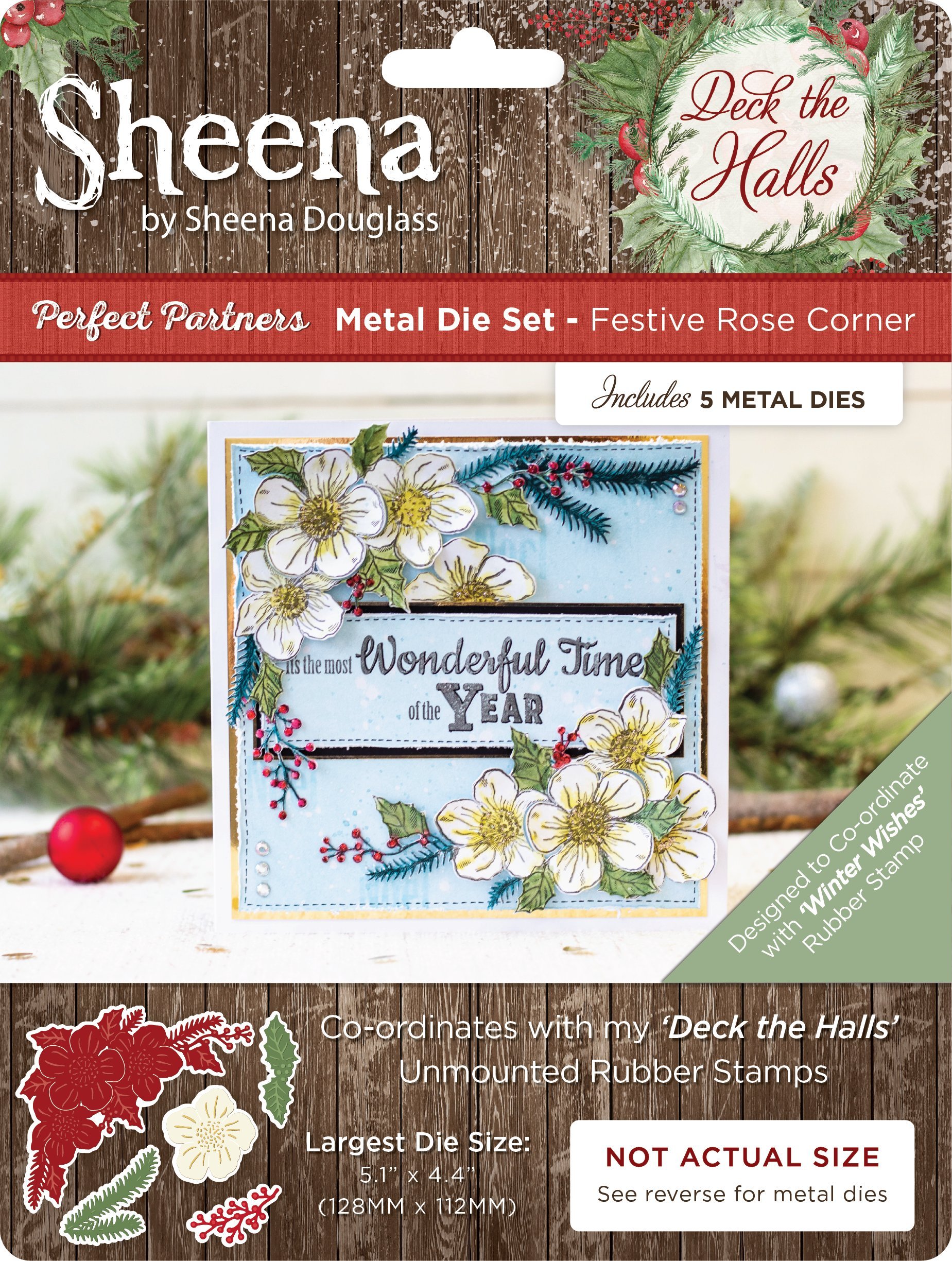 Sheena Douglass Deck The Halls Metal Die-Festive Rose Corner, Silver, One Size