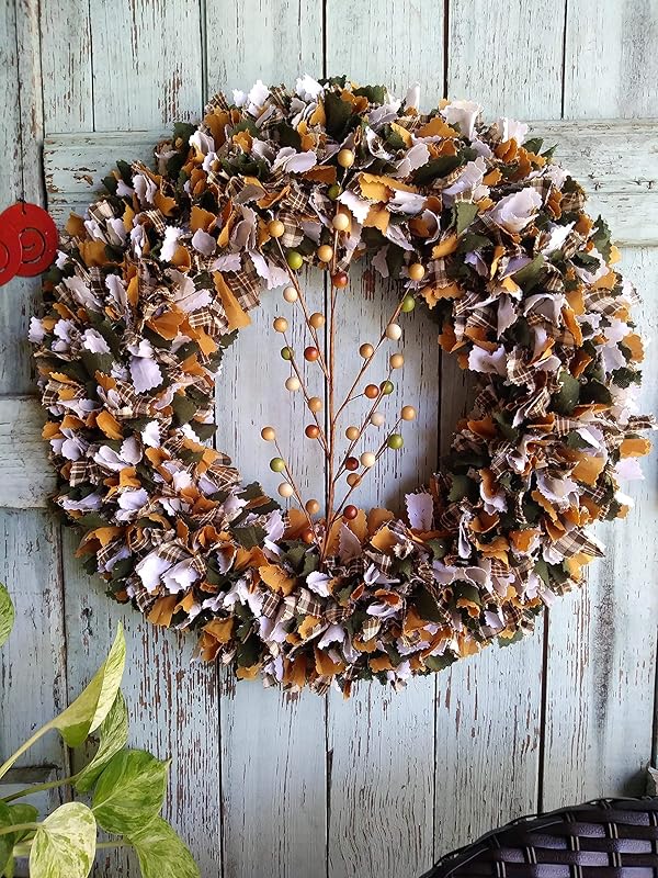Amazon Com Plaid Fall Front Door Wreath Handmade