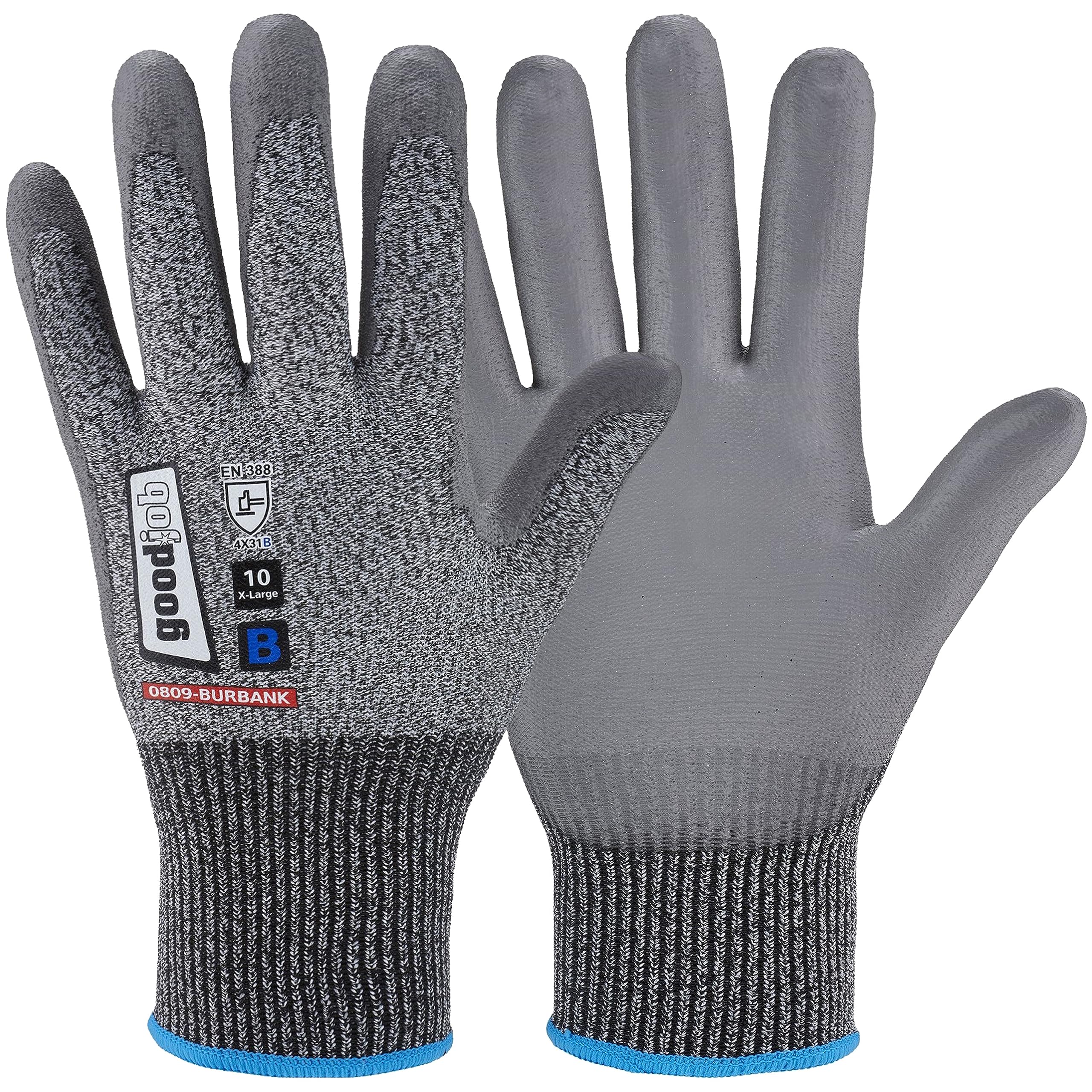 kela gj-BURBANK Cut Protection Gloves, Made in Germany, Work Gloves Level B CAT 2 EN 388, Seamless Fine Knit, Gardening, Work Protection, Construction (1 Pair, 10 - XL)