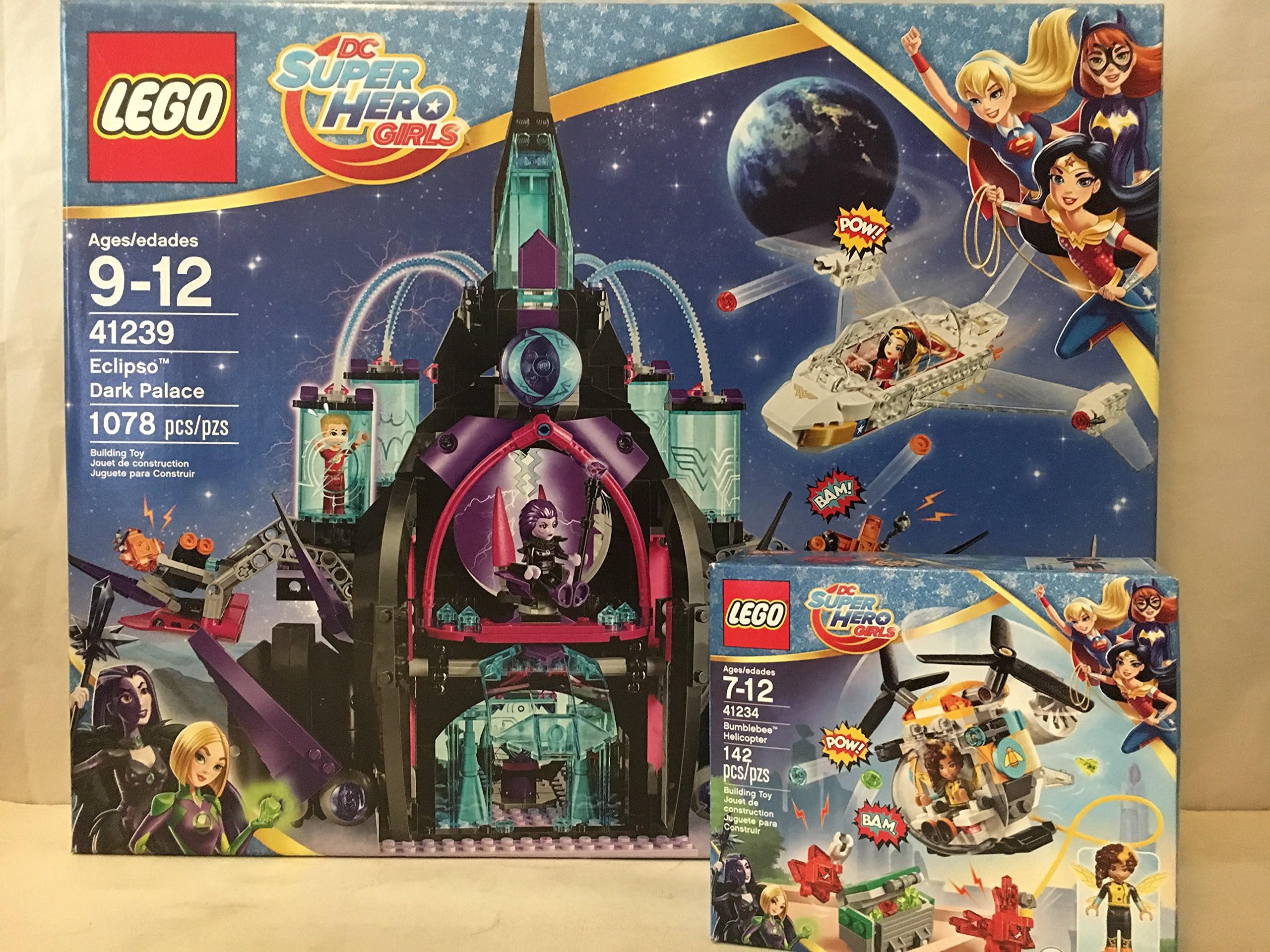 LEGO Super Hero Girls Eclipso Dark Palace & Lego S H Girls Bumblebee Helicopter