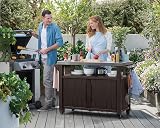 Keter Grande BBQ Side Table Brown 183L Storage Heavy Duty PVC Outdoor Kitchen view 5