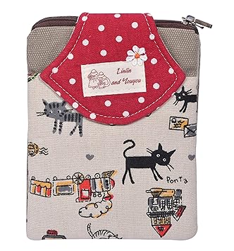 New Design Cat Print Canvas Sling/Hand Bag for Kids/Girls Red Color