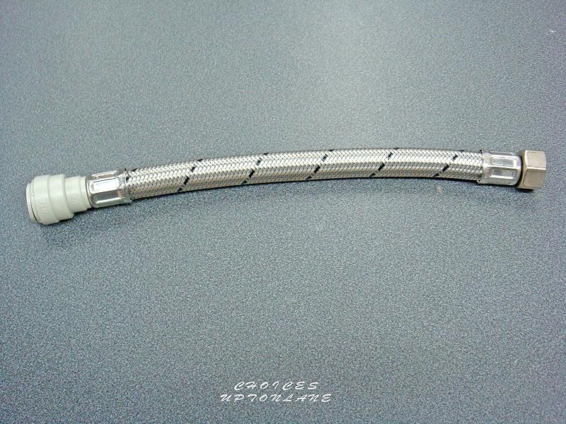 AK 15mm Push Fit x 1/2" BSP Flexible Tap Connector Hose 500mm Stainless Steel