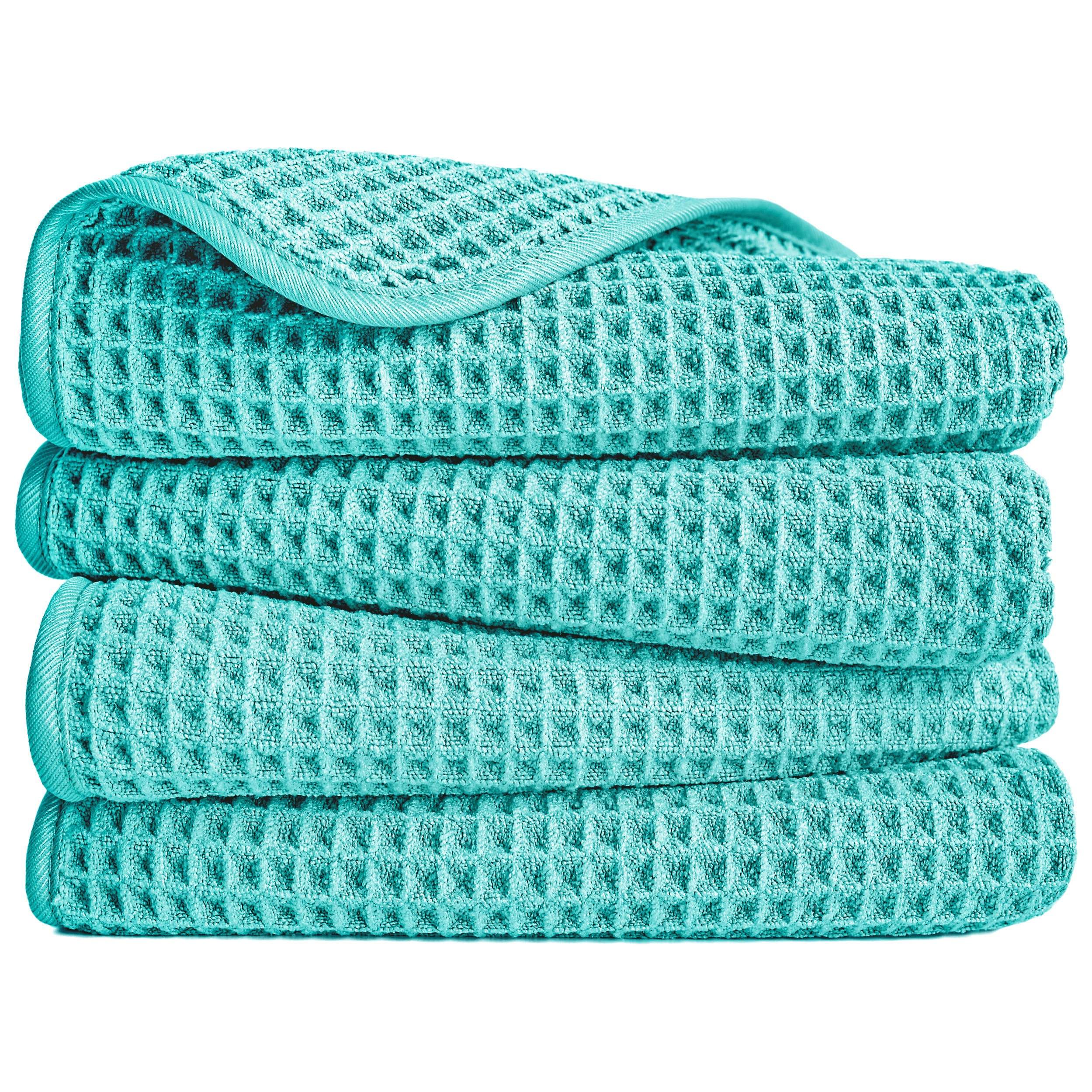POLYTE 430 gsm Microfibre Lint Free Hand Towel, 40 x 76 cm, 4 Pack (Waffle Weave)