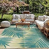 Rugshop Tropical Floral Reversible Foldable Waterproof Premium Recycled Plastic Outdoor Rugs for Patio,Backyard,RV,Deck,Picni