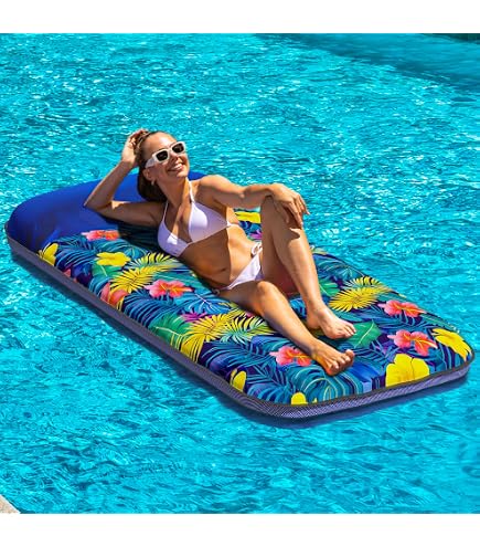 thumbnail image 2 of FindUWill Inflatable Pool Lounger - Large Fabric-Covered Float With Mesh Center For Adults 2 of 12