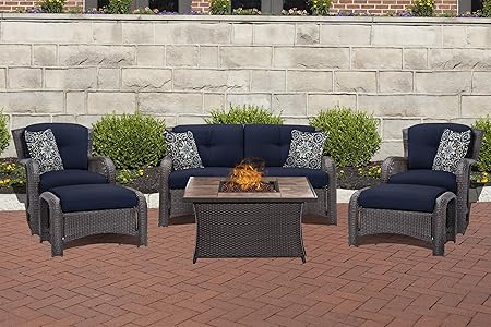 Amazon Com Hanover Strath6pcfp Nvy Tn 6 Piece Strathmere Lounge