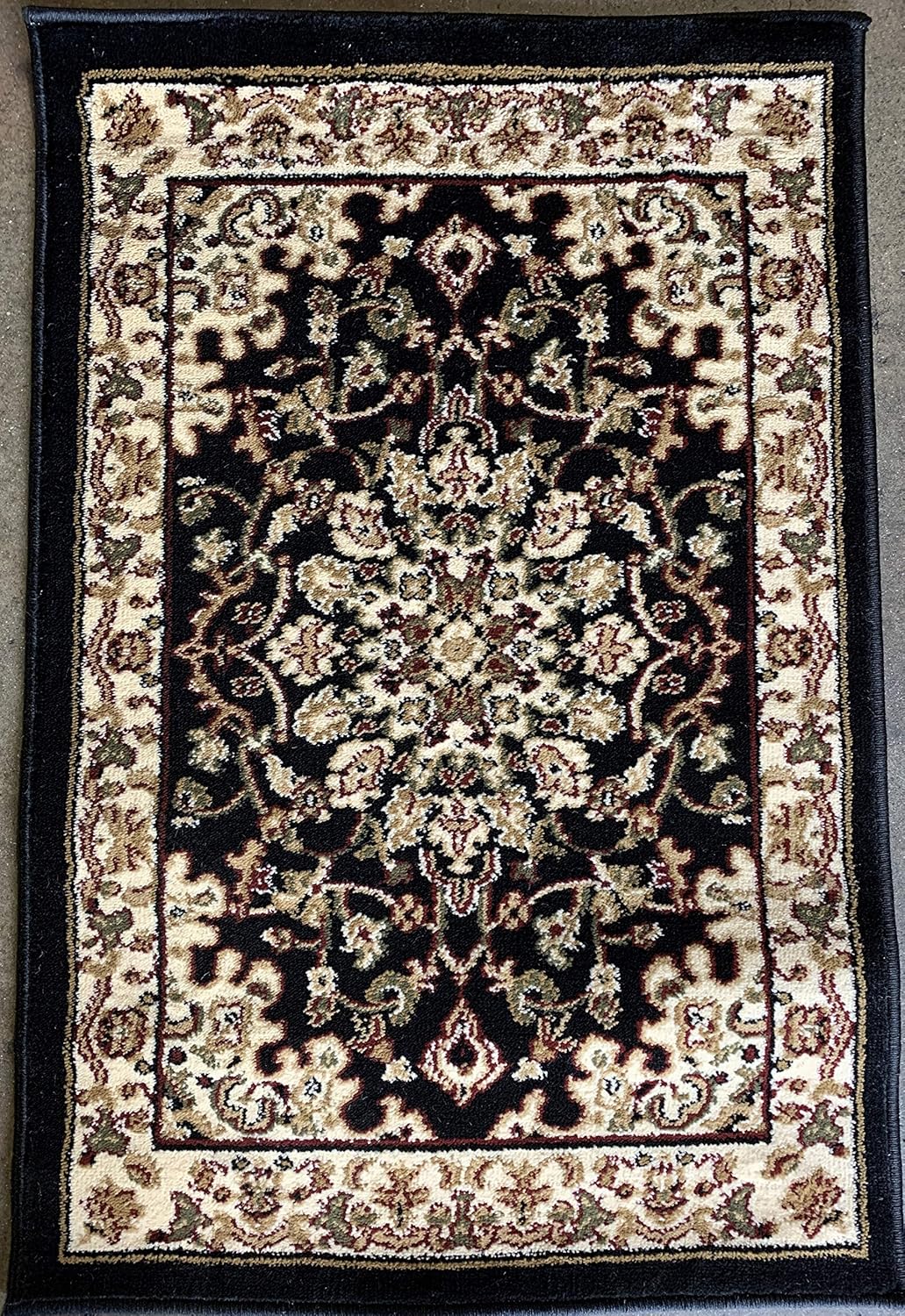 Traditional Persian Door Mat 330, 000 Point Area Rug Black