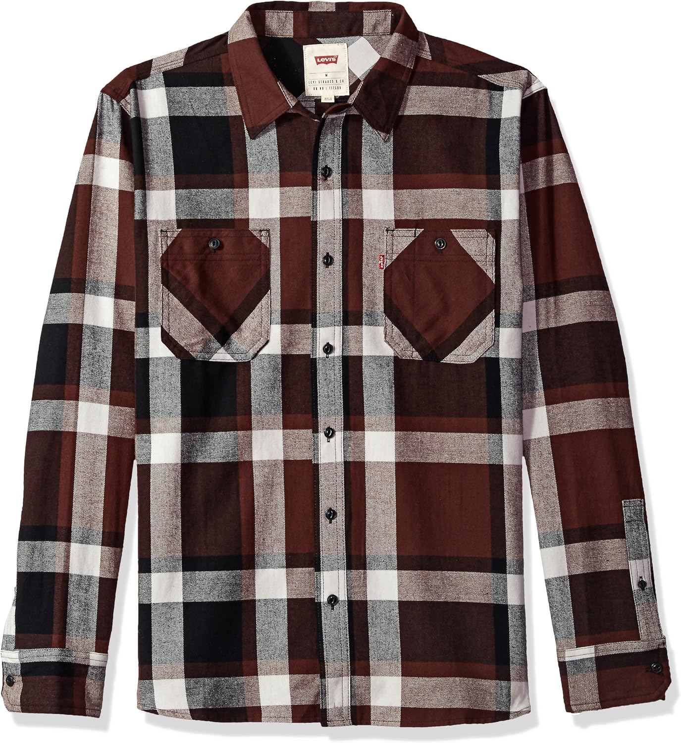 Levi's Men's Berg Long Sleeve Cotton Flannel Shirt, puce, Large at