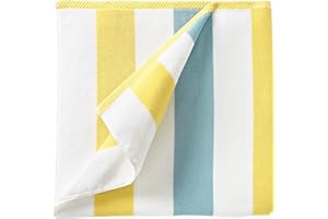 LAGUNA BEACH TEXTILE COMPANY Laguna Beach Textile Co. Striped Cabana Beach Towel - Oversized, Plush 630 GSM Cotton - Yellow and Sea Glass Green