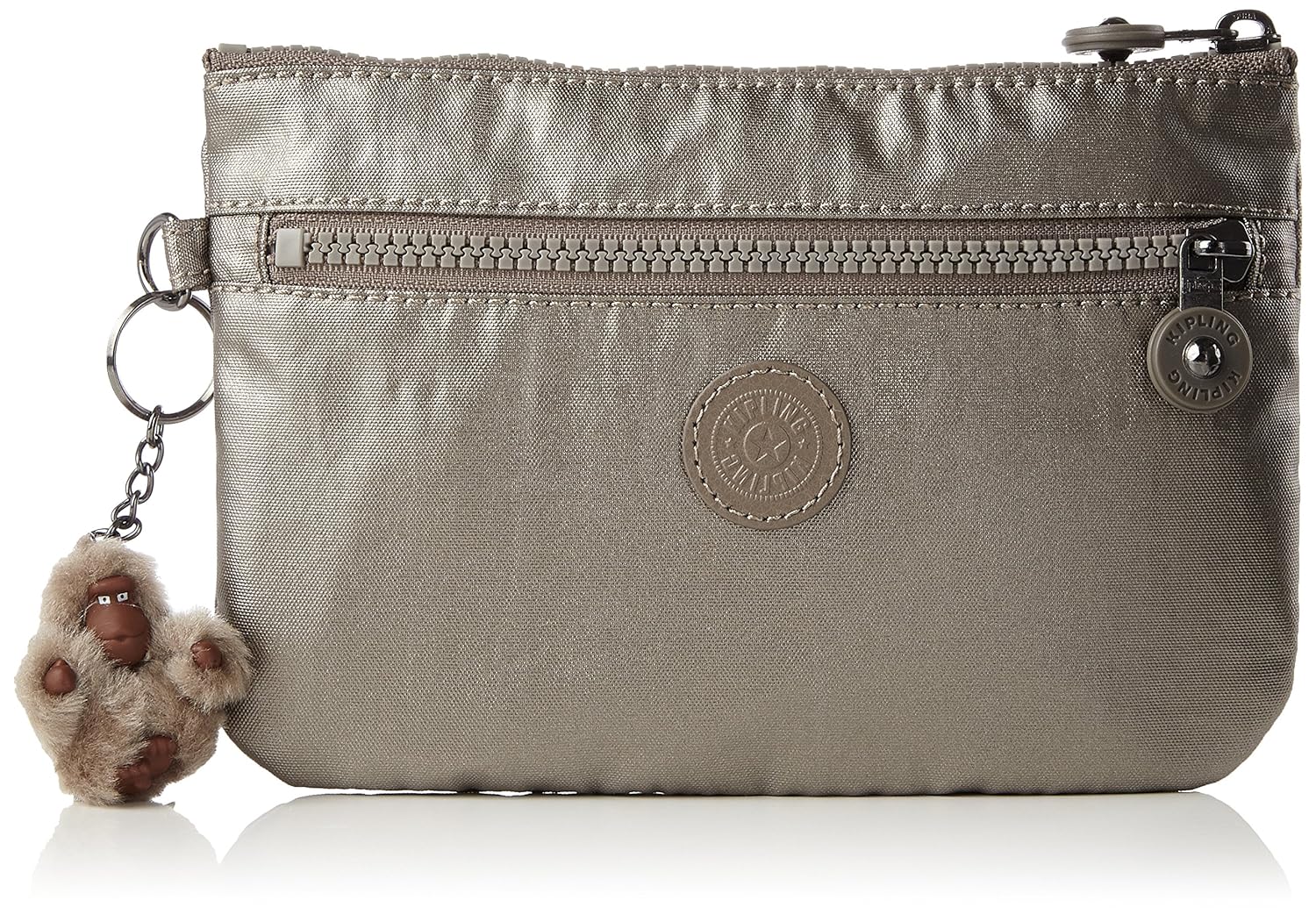 kipling small pouch - ness metallic pewter,f