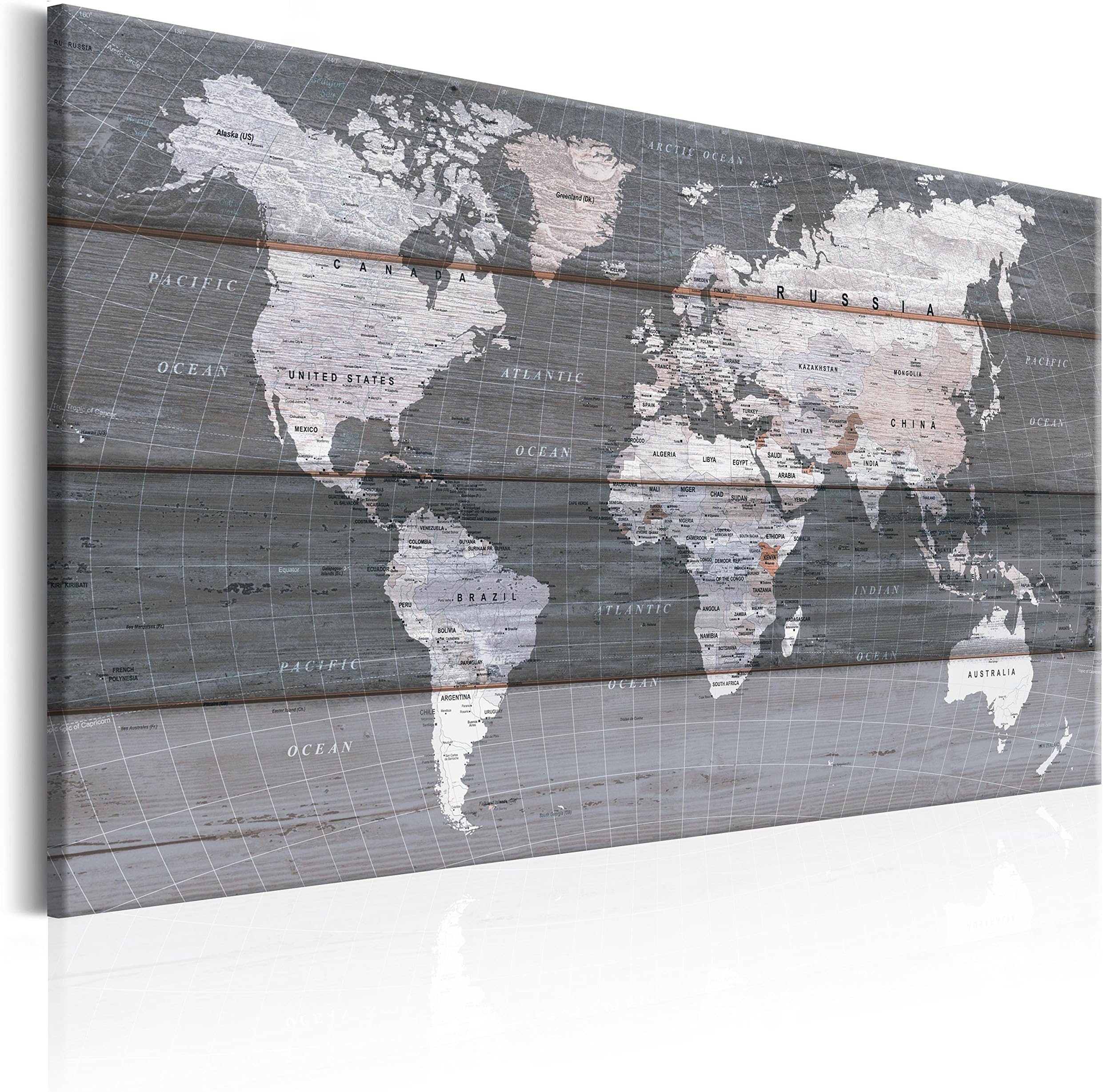 murando IMAGE 90x60 cm | 3 COLOURS TO CHOOSE | IMAGE | PRINTED ON CANVAS | WALL ART PRINT | PICTURE | POSTER | world map wood k-B-0015-b-d