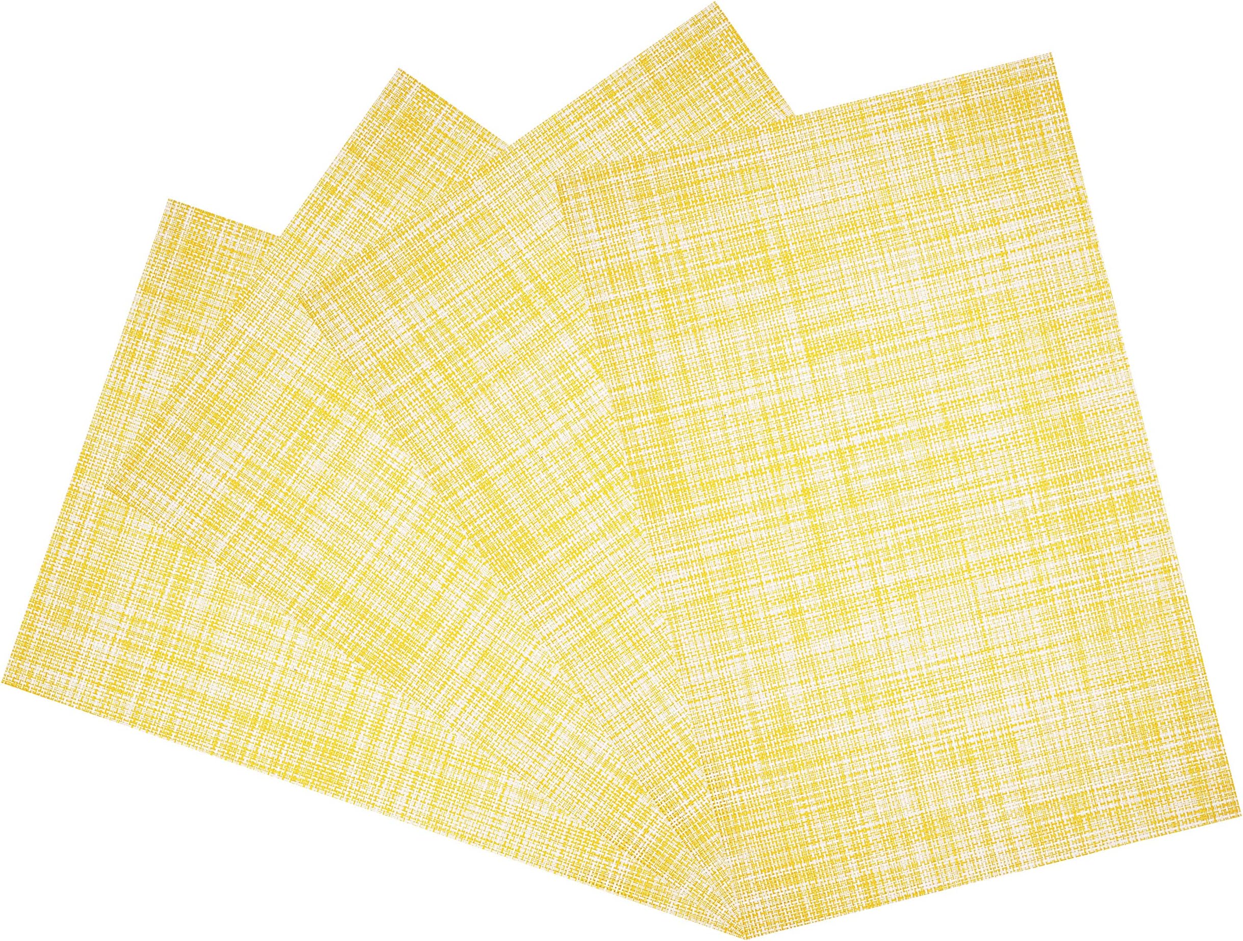 Rittiwood Crossweave Woven Vinyl Placemats set of 4 Heat Resistant Non-slip Washable Kitchen Table Mats For Party Family Dinner Home Kitchen Use (Yellow)