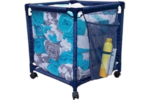 Essentially Yours Rolling Pool Storage Small Organizer Bin, (18" W x 18" L x 20" H), Blue Style 417244