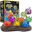 NATIONAL GEOGRAPHIC Mega Crystal Growing Lab - 8 Vibrant Colored Crystals To Grow with Light-Up Display Stand & Guidebook - Includes 5 Real Gemstone Specimens Including Amethyst & Quartz