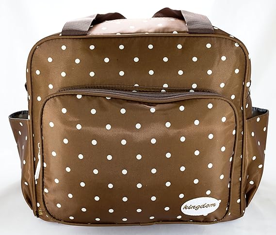Rachnas Water Repellent Polka Dot Mother Bag Diaper Backpack With Detachable Strap - 2101 - Brown
