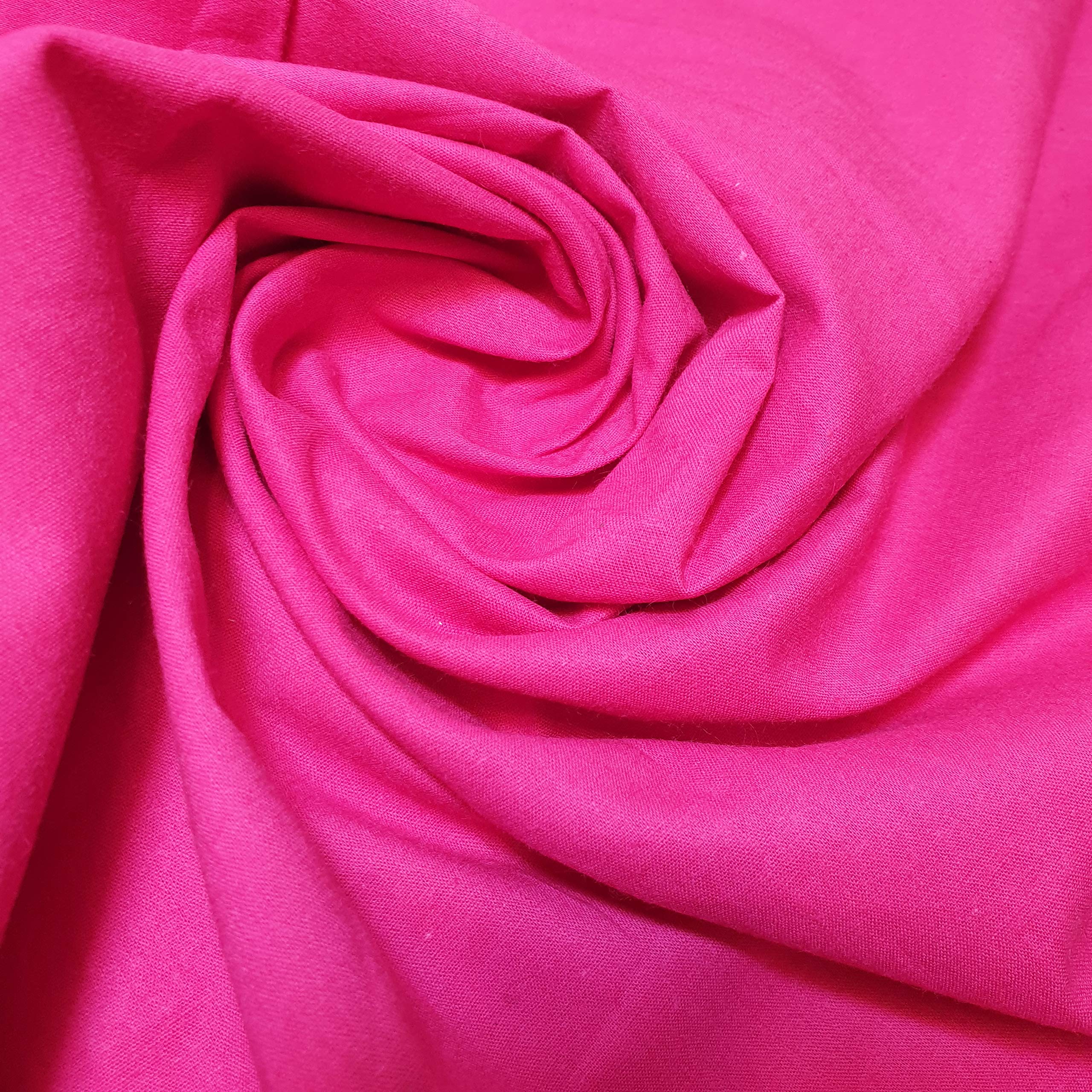 10 Meter (Janak- Magenta Pink) 100% Cotton Fabric 112cm Wide Plain Cambric Poplin
