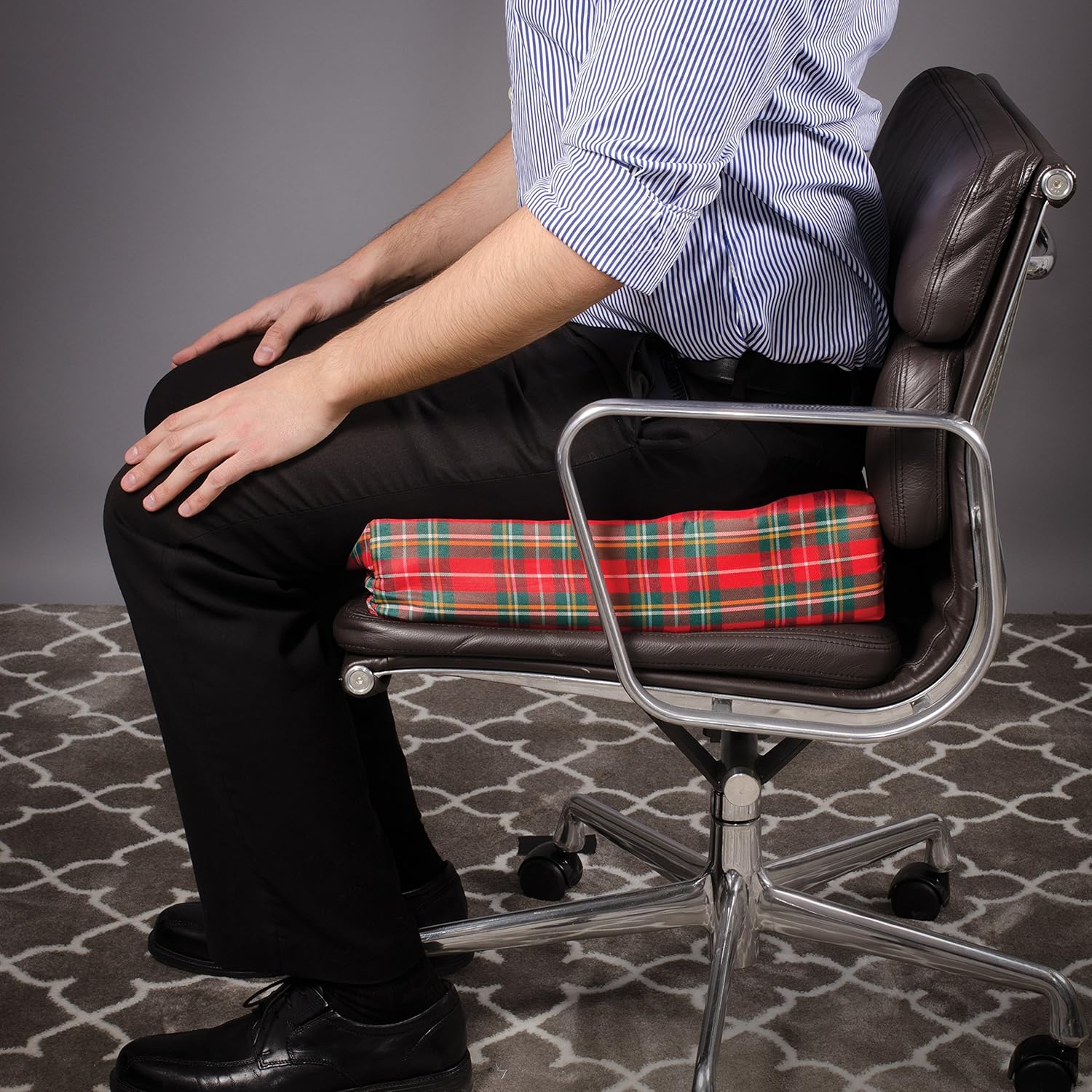 DMI Foam Seat and Wheelchair Cushion with Cover, Supportive Comfort Foam, 4 x 16 x 18 Inch, Plaid: Health & Personal Care