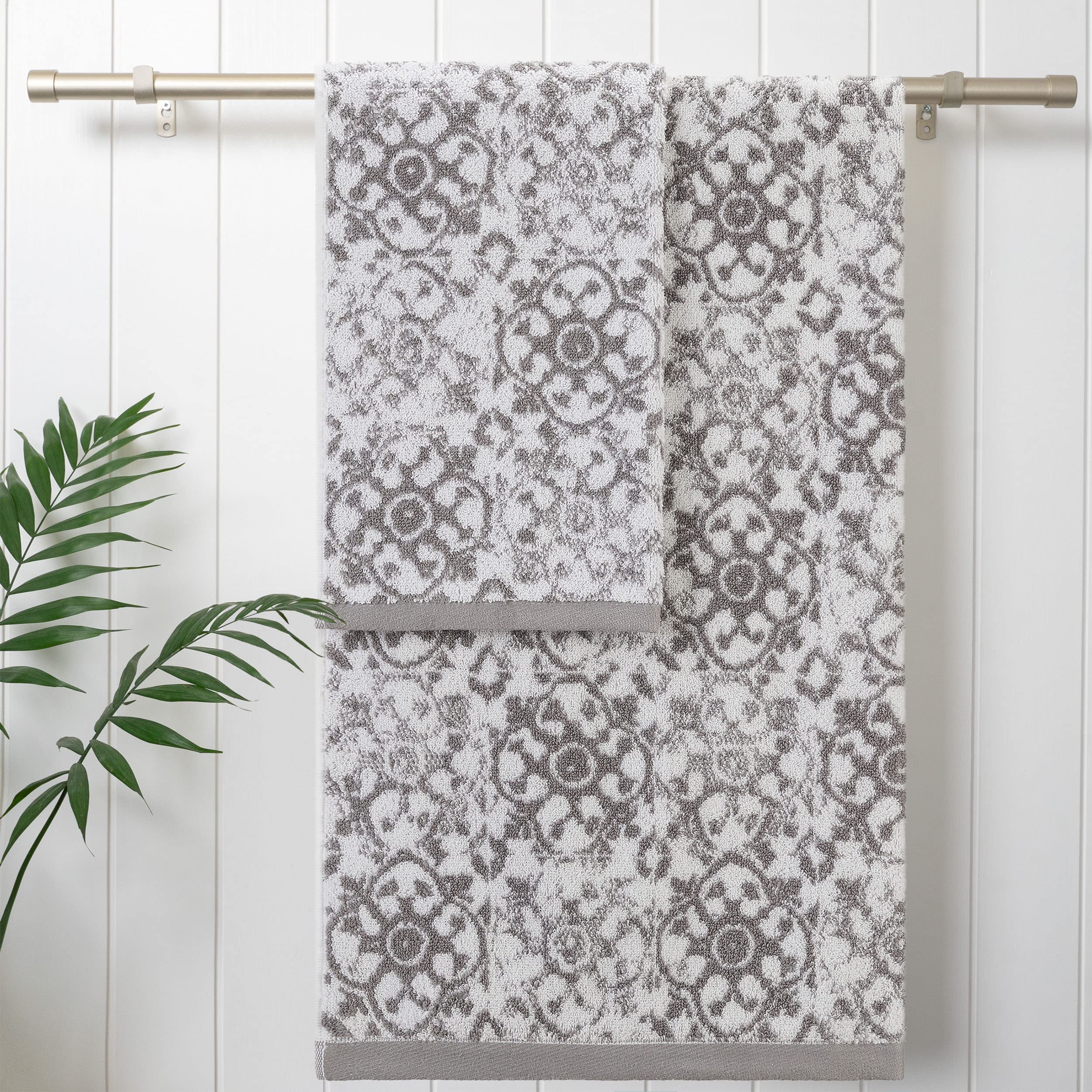 Photo 1 of Jessica Simpson – Bath Towel 4 Piece Set | Aziza | Premium Bathroom Décor | Includes 2 Hand Towels and 2 Shower Towels | 100% Cotton & Machine Washable | Skyrocket Grey