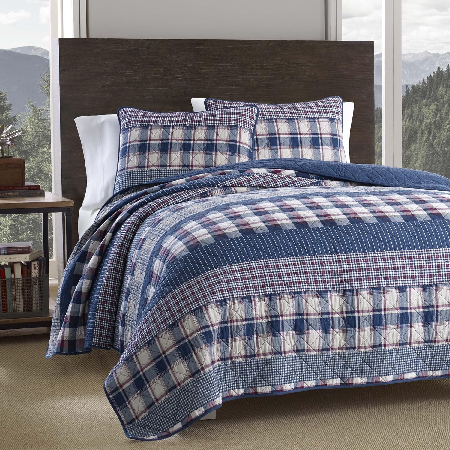 Eddie Bauer Bridgehaven Quilt Set, King, Blue Home & Kitchen