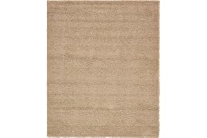 Unique Loom Solid Shag Collection Area Rug (7' 10" x 10' Rectangle, Taupe)