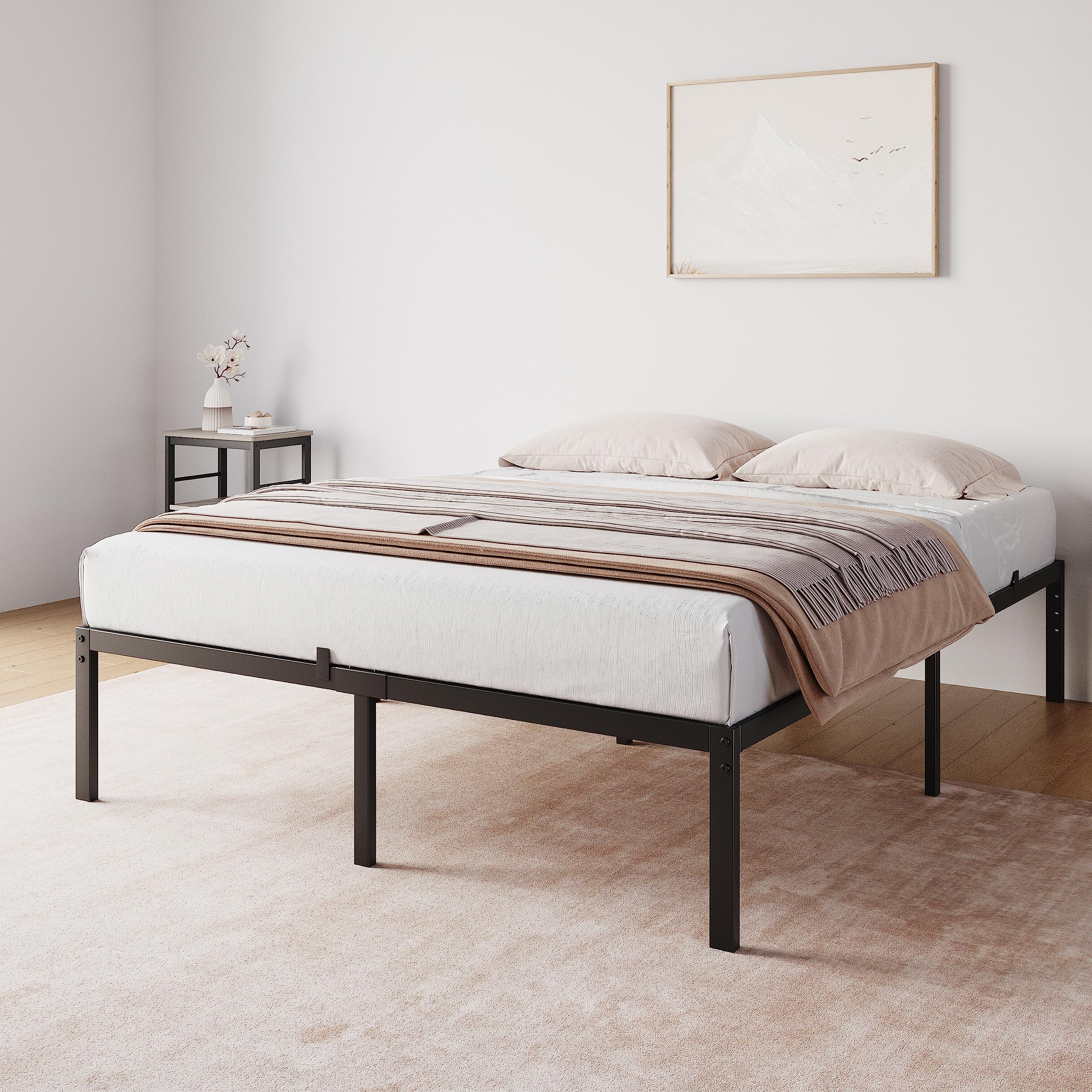 IDEALHOUSE Full Bed Frame with Storage 14 Inch Metal Platform Bed Frame with Steel Slat Support No Box Spring Needed,Mattress Foundation,Easy to Assemble…